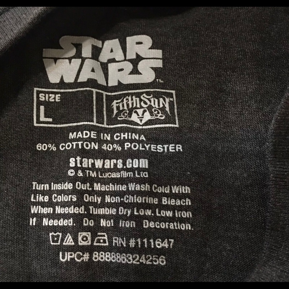 Star Wars Cotton T-Shirt, Sz L Gray/black Colors - Picture 6 of 6